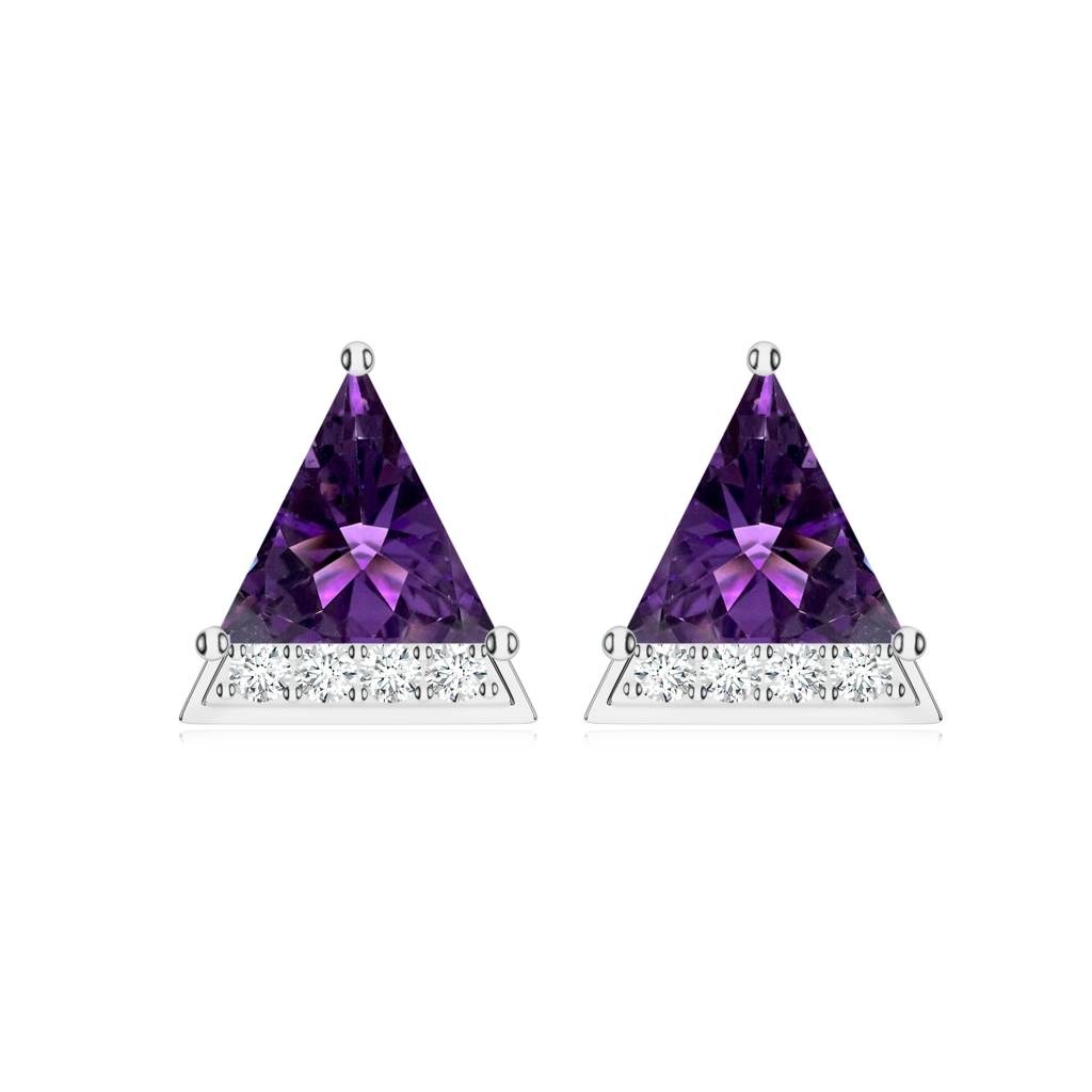 925 Sterling Silver Trillion Shape Purple Amethyst Stone Studded Earring Jewelry For Women : SILCOE020