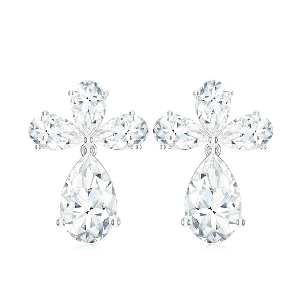 925 Sterling Silver Teardrop Shape Moissanite Stone Studded Earring Jewelry For Women : SILCOE021