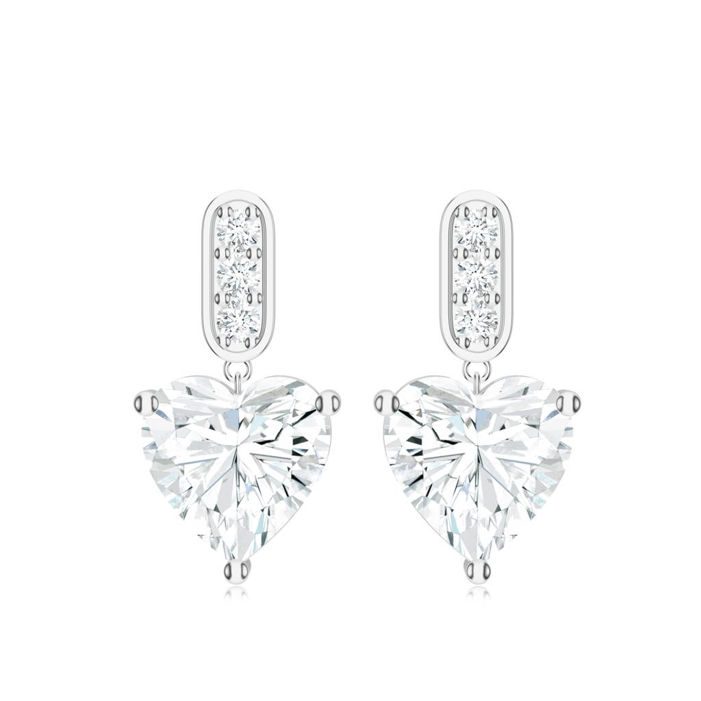 925 Sterling Silver Heart Shape Moissanite Stone Studded Earring Jewelry For Womens : SILCOE022