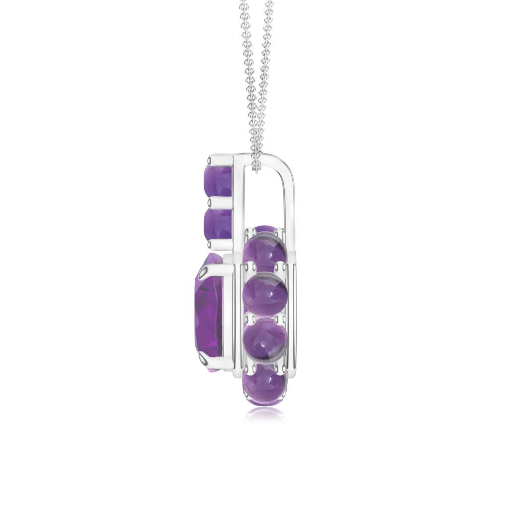 Sterling Silver Artisan Collection Amethyst Cushion Pendant With Round Amethyst Halo For Women : SILCOP001