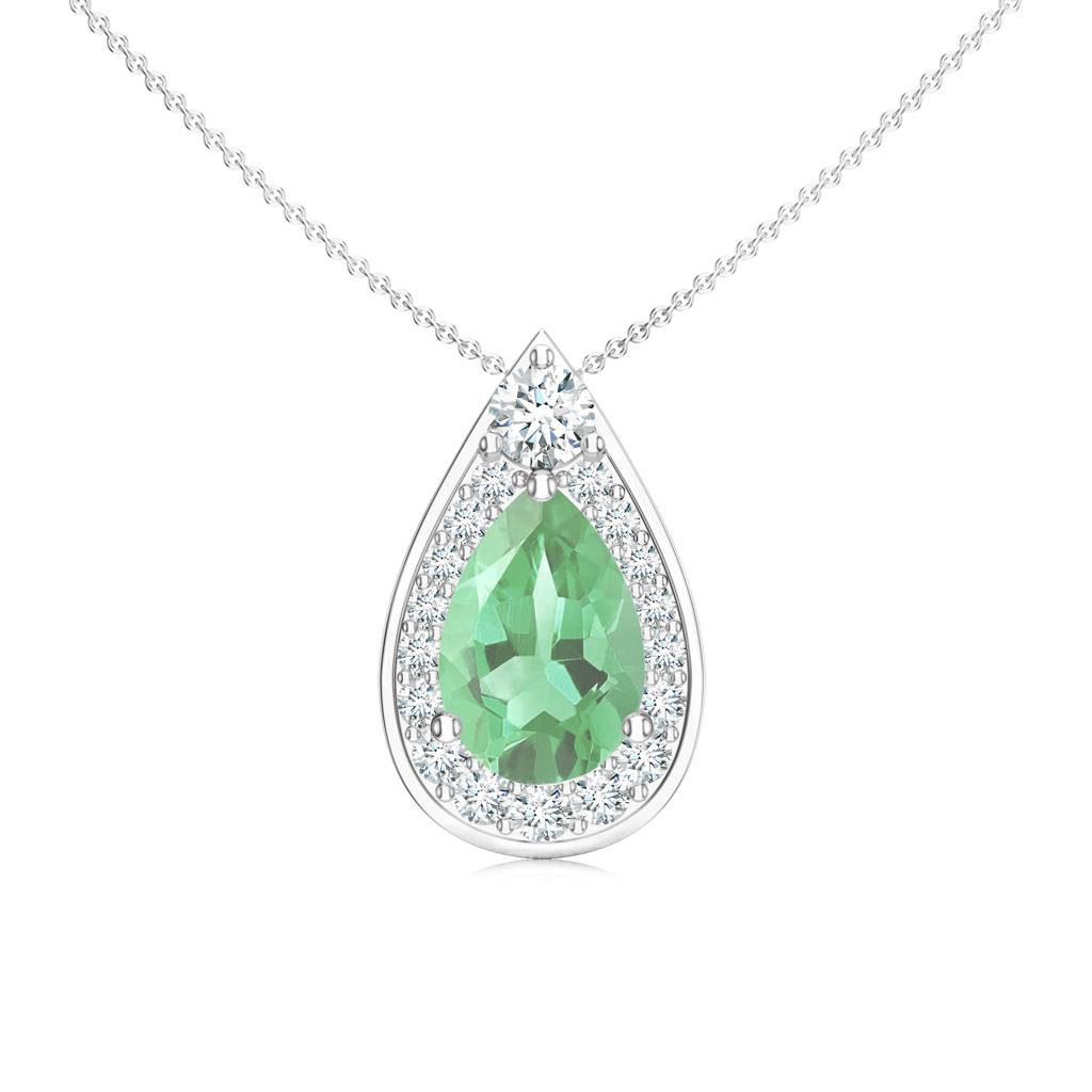 Sterling Silver Green Amethyst Halo Pendant For Women : SILCOP002