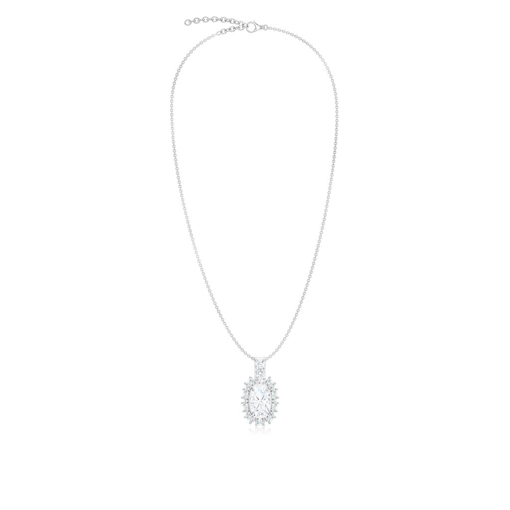 Sterling Silver Flower Halo Pendants Necklace With D Color Cushion Moissanite For Women : SILCOP004