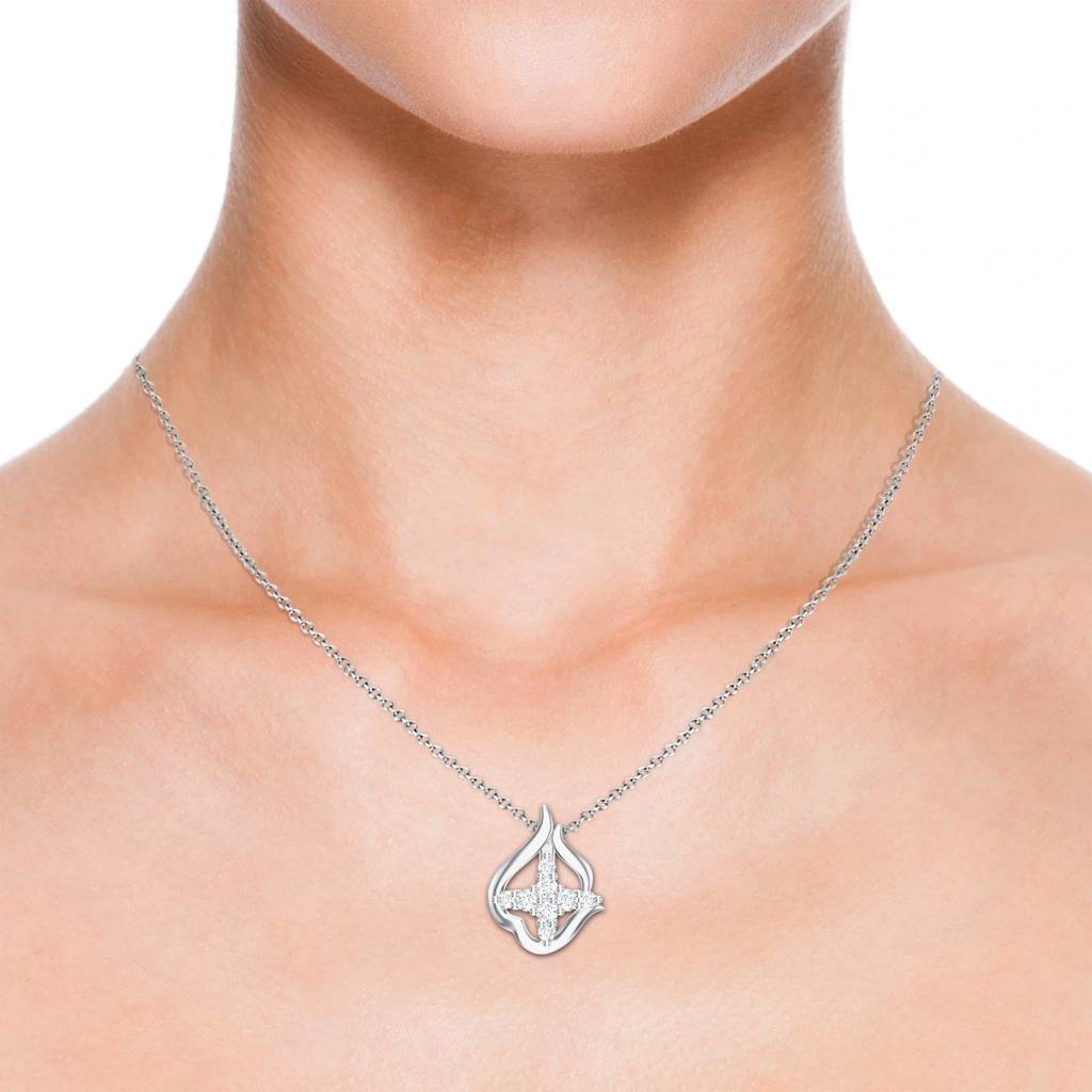 Sterling Silver Abstract Geometric Moissanite Studded Necklace Pendant Jewelry For Women : SILCOP005
