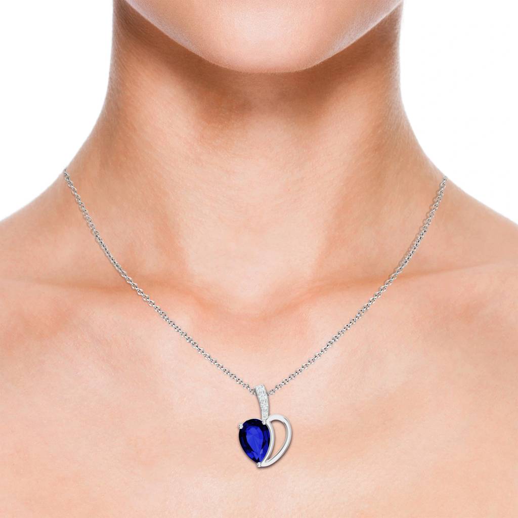 925 Sterling Silver Teardrop Shape Iolite Stone Studded Necklace Pendant Jewelry For Women : SILCOP009