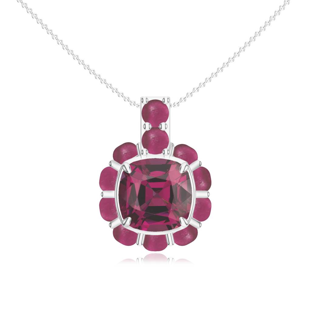 925 Sterling Silver Cushion Shape Rhodolite Garnet Stone Studded Necklace Pendant Jewelry For Women : SILCOP014