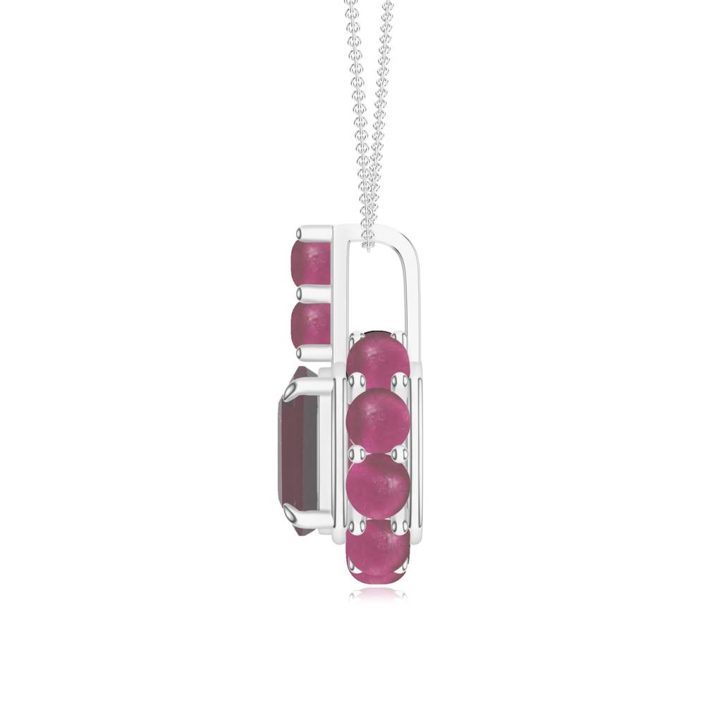 925 Sterling Silver Cushion Shape Rhodolite Garnet Stone Studded Necklace Pendant Jewelry For Women : SILCOP014