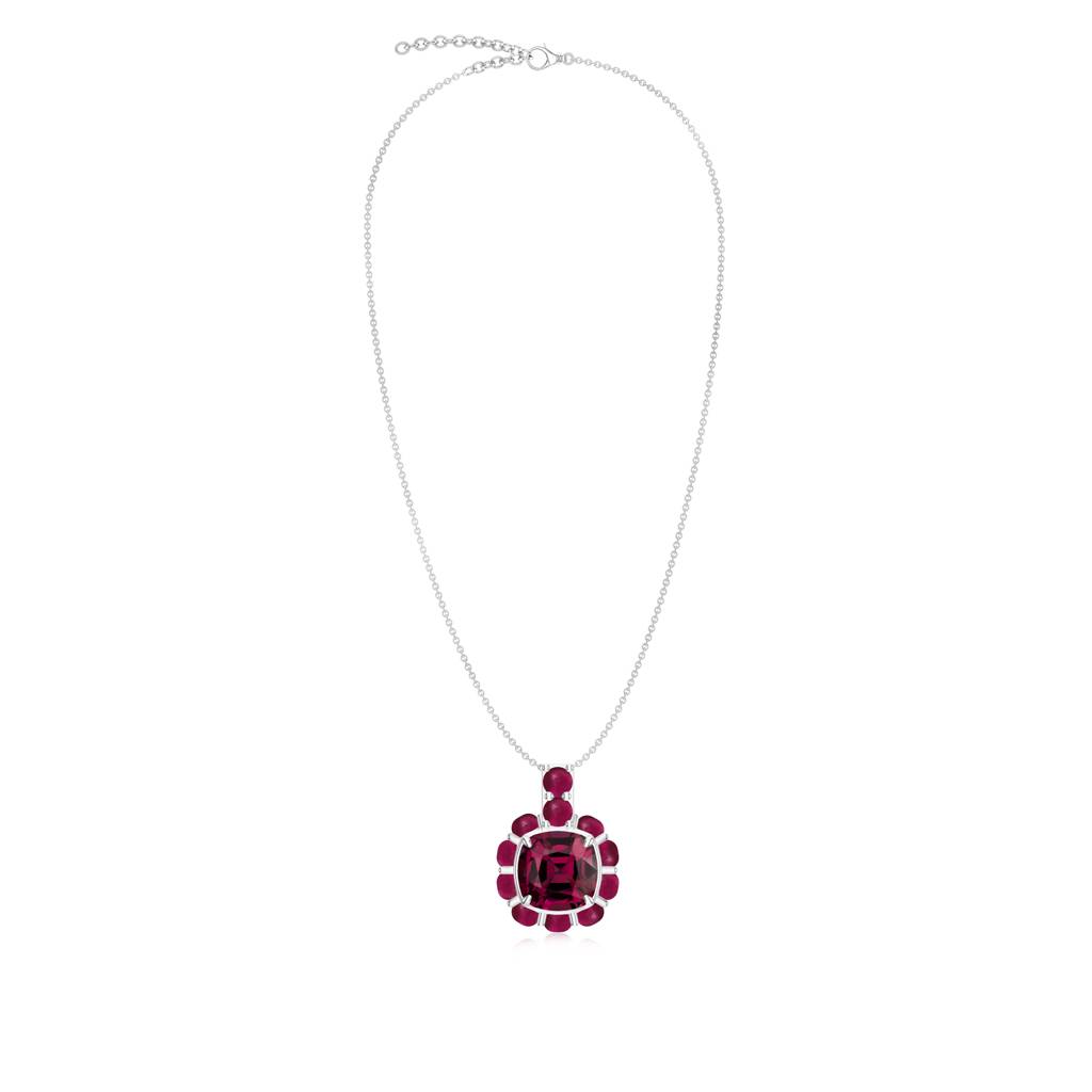 925 Sterling Silver Cushion Shape Rhodolite Garnet Stone Studded Necklace Pendant Jewelry For Women : SILCOP014