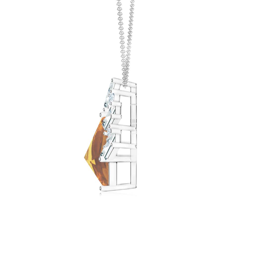 925 Sterling Silver Pentagon Shape Citrine And Moissanite Stone Studded Necklace Pendant Jewelry For Women : SILCOP016