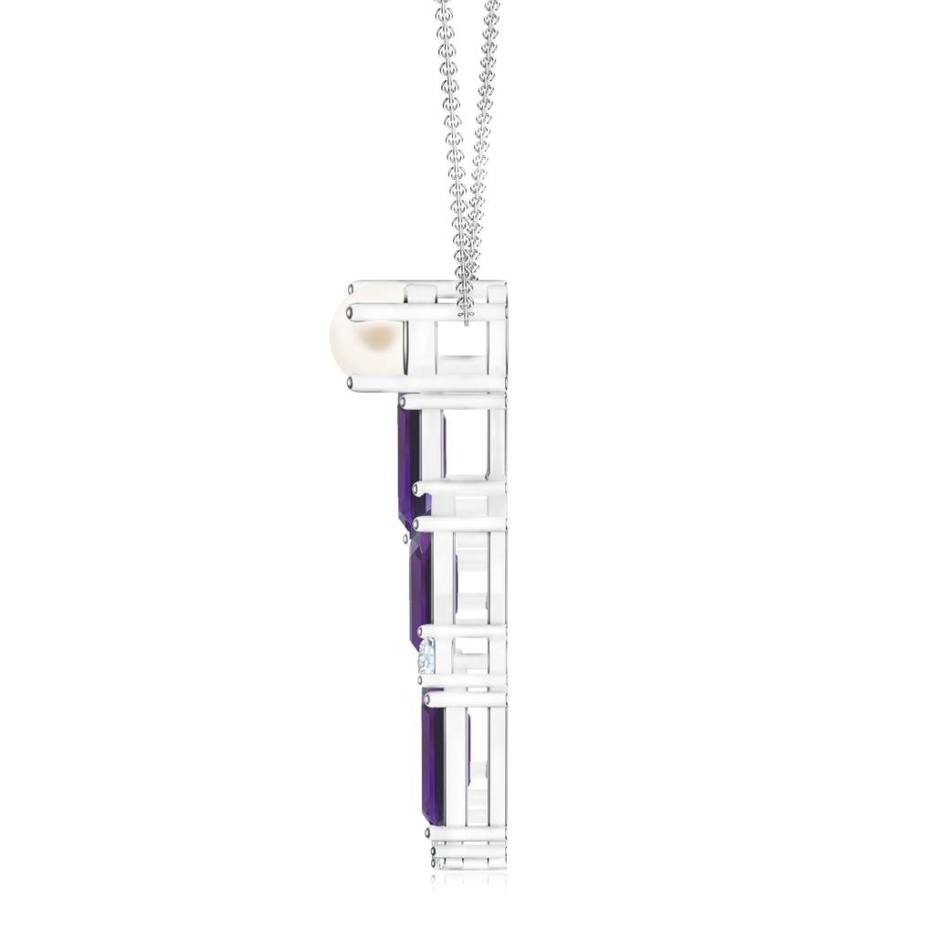 925 Sterling Silver Baguette Shape Amethyst, Moissanite Stone Studded Necklace Pendant Jewelry For Women : SILCOP017
