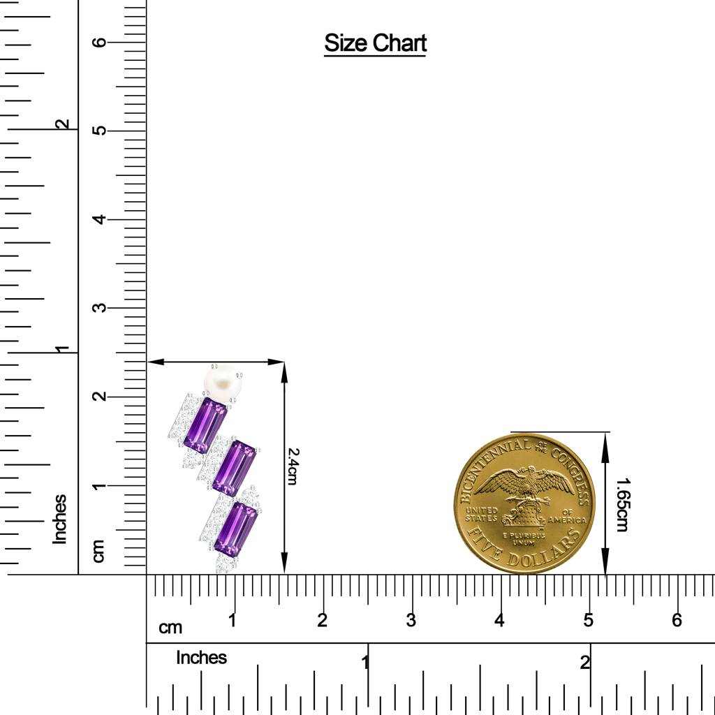 925 Sterling Silver Baguette Shape Amethyst, Moissanite Stone Studded Necklace Pendant Jewelry For Women : SILCOP017