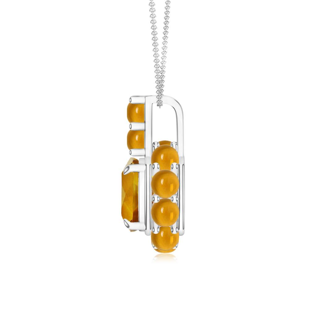 925 Sterling Silver Cushion Shape Citrine Stone Studded Necklace Pendant Jewelry For Women : SILCOP018