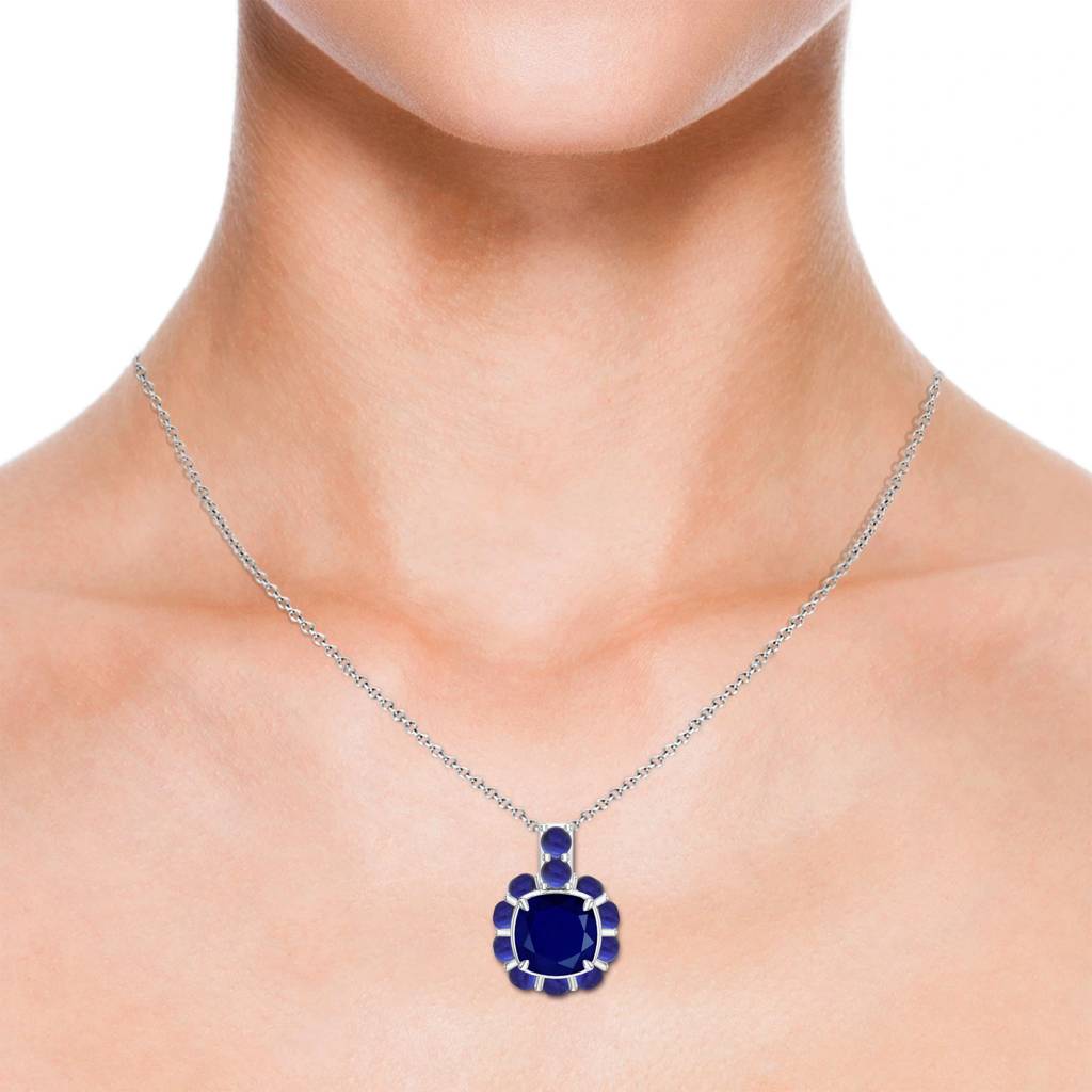 925 Sterling Silver Cushion Shape Iolite Stone Studded Necklace Pendant Jewelry For Women : SILCOP019