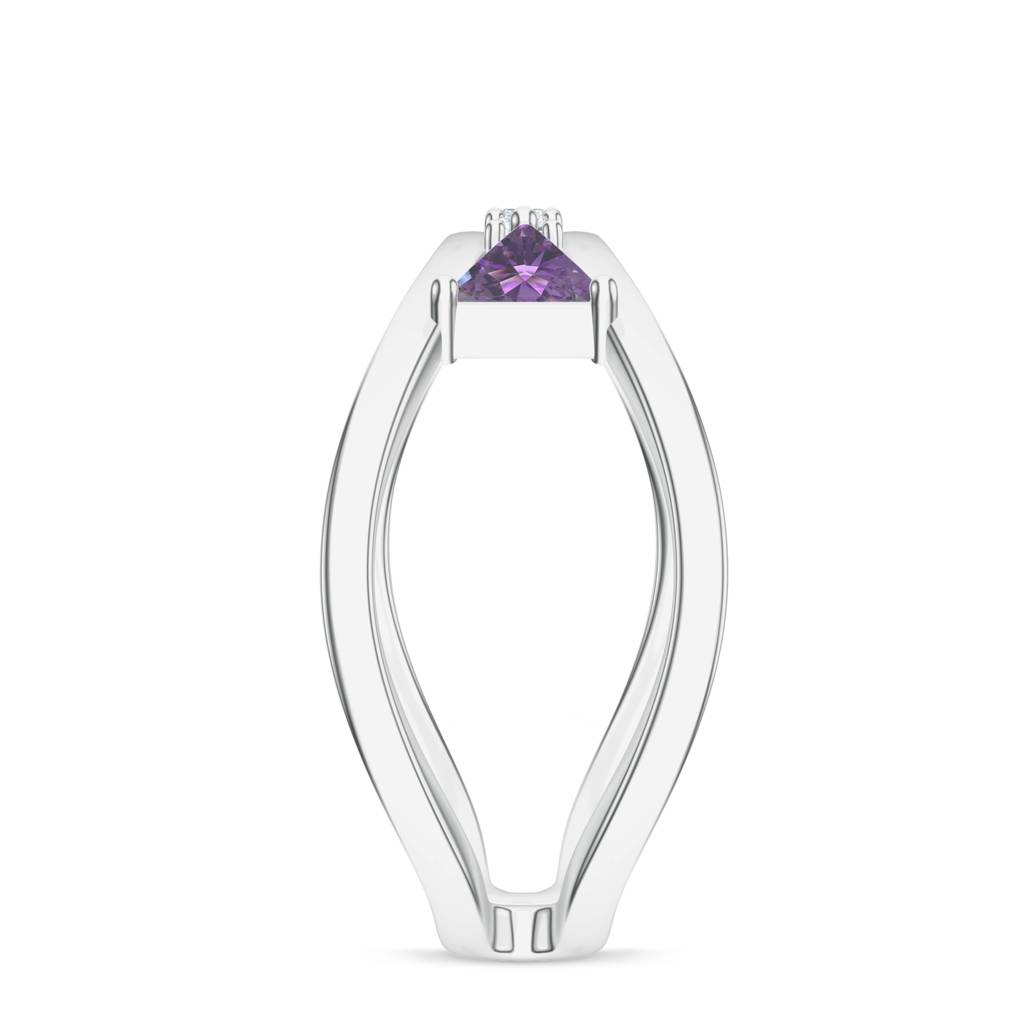 925 Sterling Silver Trillion Shape Amethyst, Moissanite Stone Studded Ring Jewelry For Women : SILCOR001