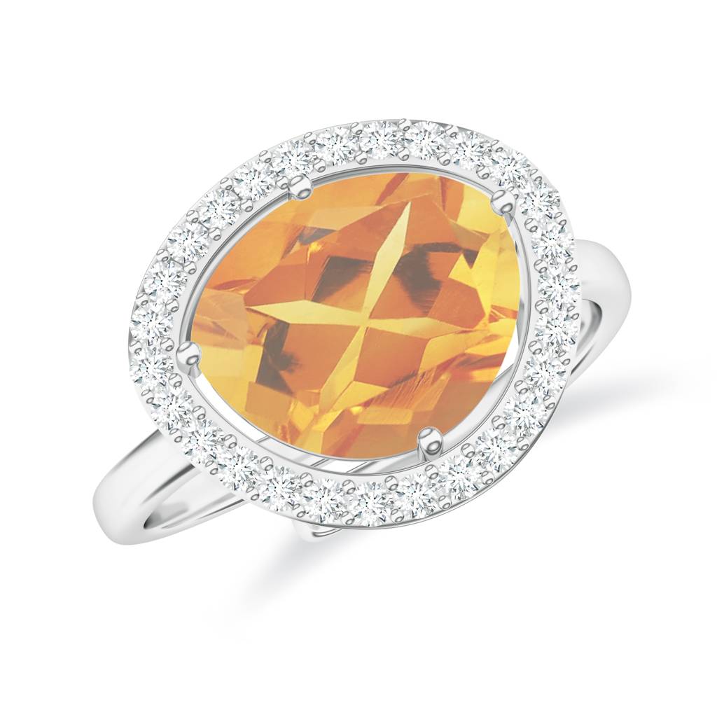 925 Sterling Silver Citrine And Moissanite Stone Studded Ring Jewelry For Women : SILCOR002