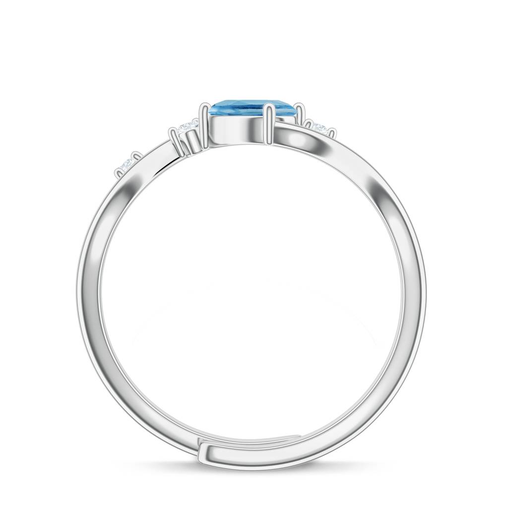 925 Sterling Silver Oval Shape Blue Topaz, Moissanite Stone Studded Ring Jewelry For Women : SILCOR005