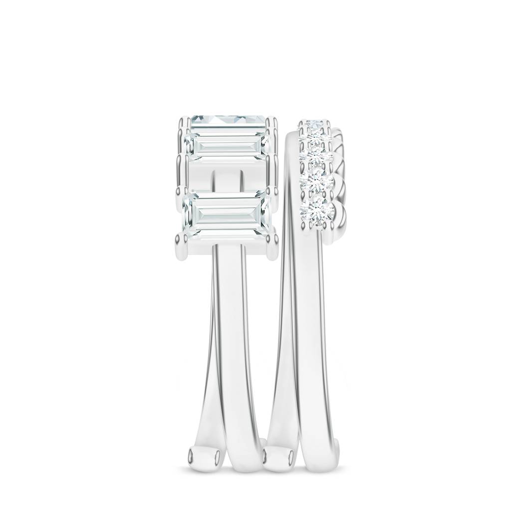 925 Sterling Silver Baguette Shape Moissanite Stone Studded Ring Jewelry For Womens : SILCOR008