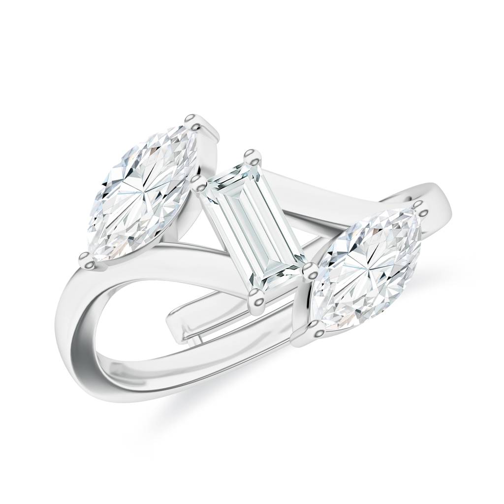 925 Sterling Silver Baguette, Marquise Shape Moissanite Stone Studded Ring Jewelry For Women : SILCOR010