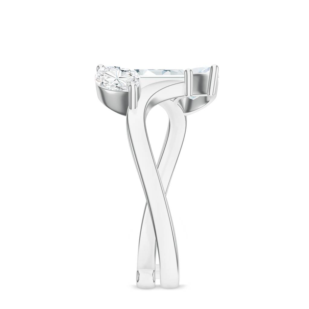 925 Sterling Silver Baguette, Marquise Shape Moissanite Stone Studded Ring Jewelry For Women : SILCOR010