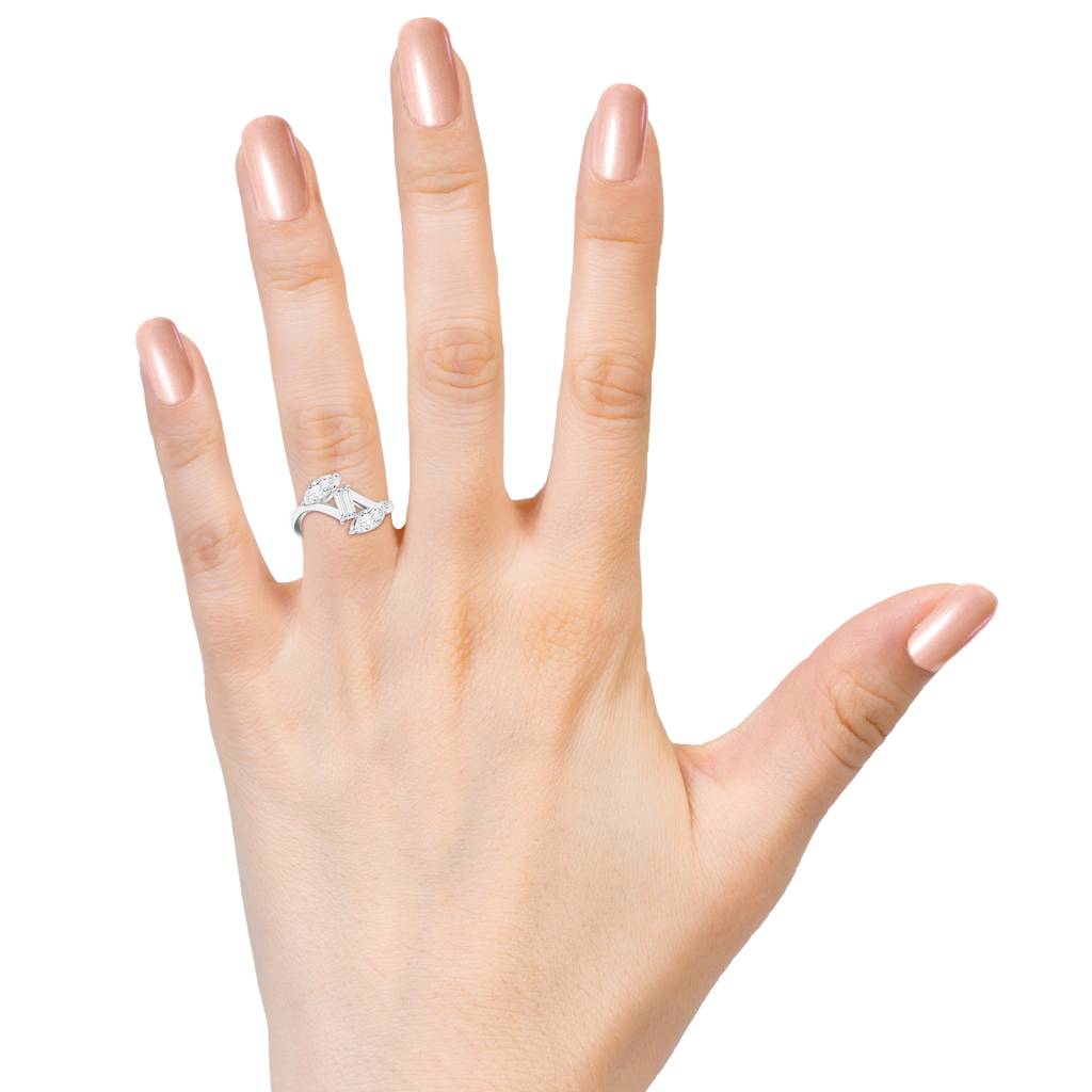 925 Sterling Silver Baguette, Marquise Shape Moissanite Stone Studded Ring Jewelry For Women : SILCOR010