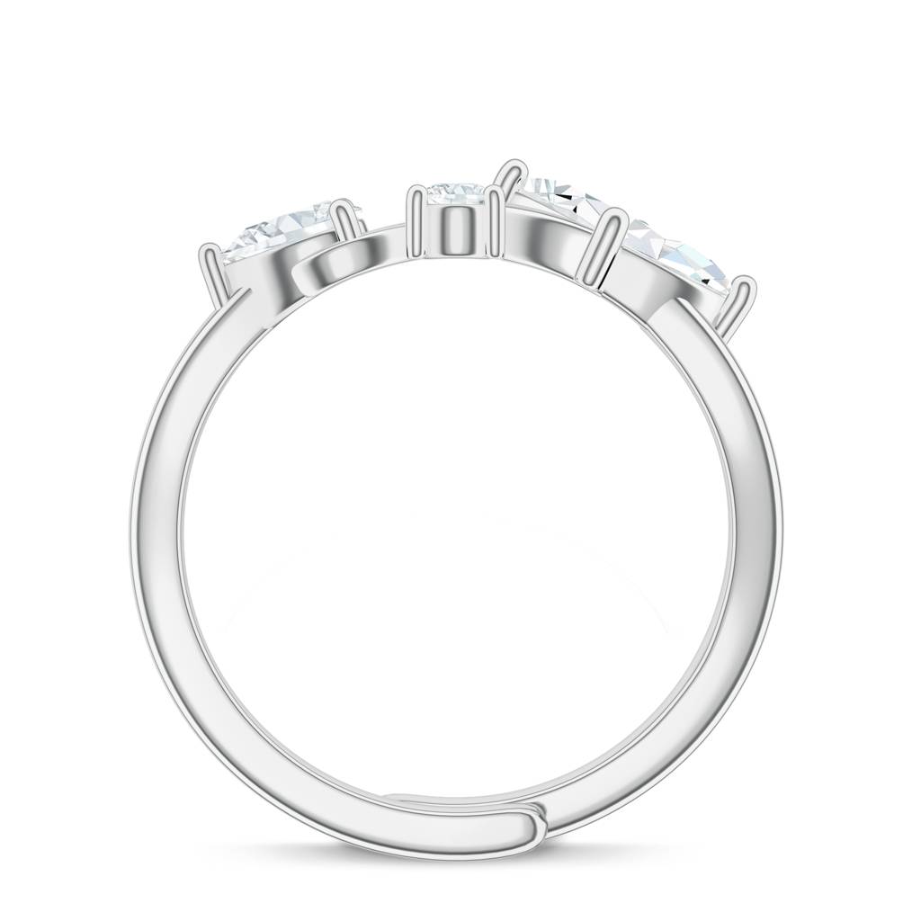 925 Sterling Silver Marquise, Pear Shape Moissanite Stone Studded Ring Jewelry For Women : SILCOR012