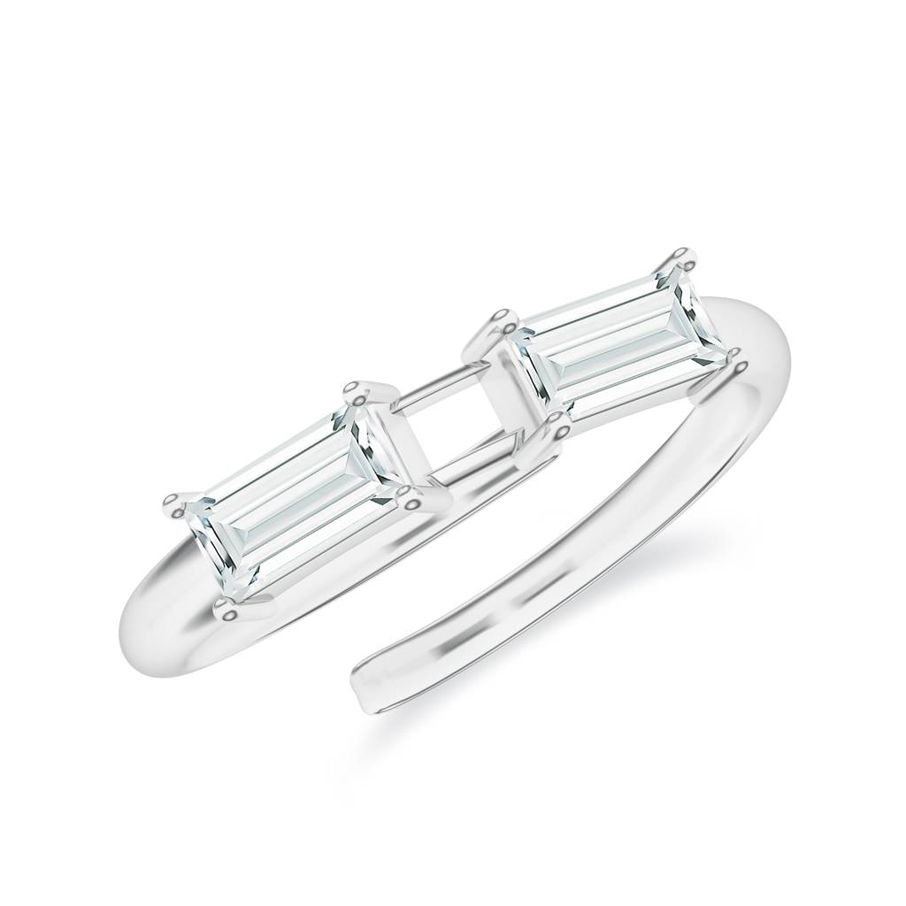 925 Sterling Silver Baguette Shape Moissanite Stone Studded Ring Jewelry For Women : SILCOR013