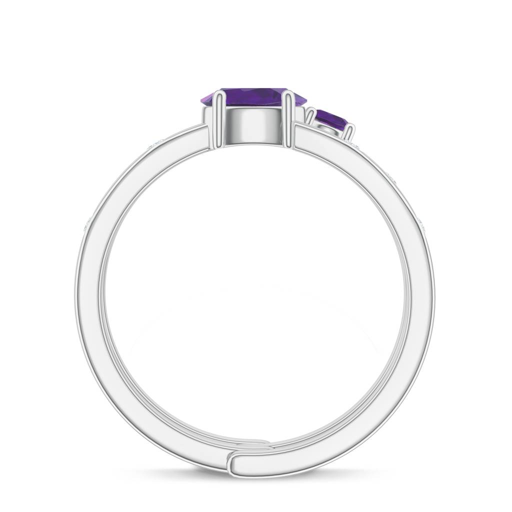 925 Sterling Silver Oval Shape Amethyst And Moissanite Stone Studded Ring Jewelry For Women : SILCOR016