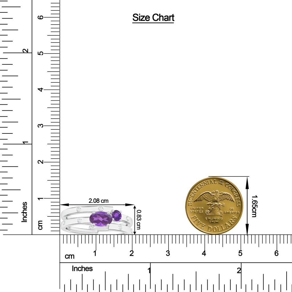 925 Sterling Silver Oval Shape Amethyst And Moissanite Stone Studded Ring Jewelry For Women : SILCOR016