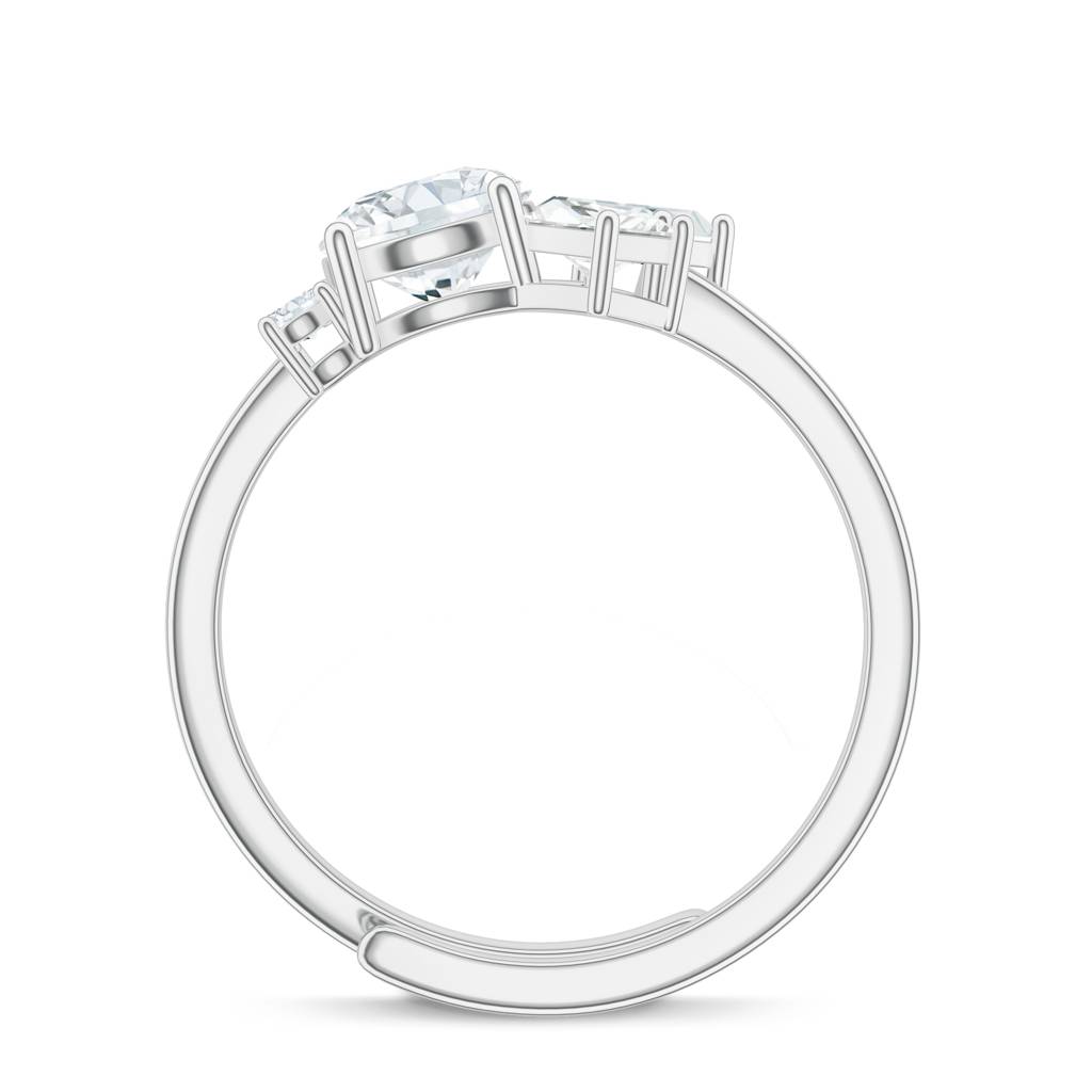 925 Sterling Silver Round, Baguette, Princess Shape Moissanite Stone Studded Ring Jewelry For Women : SILCOR017