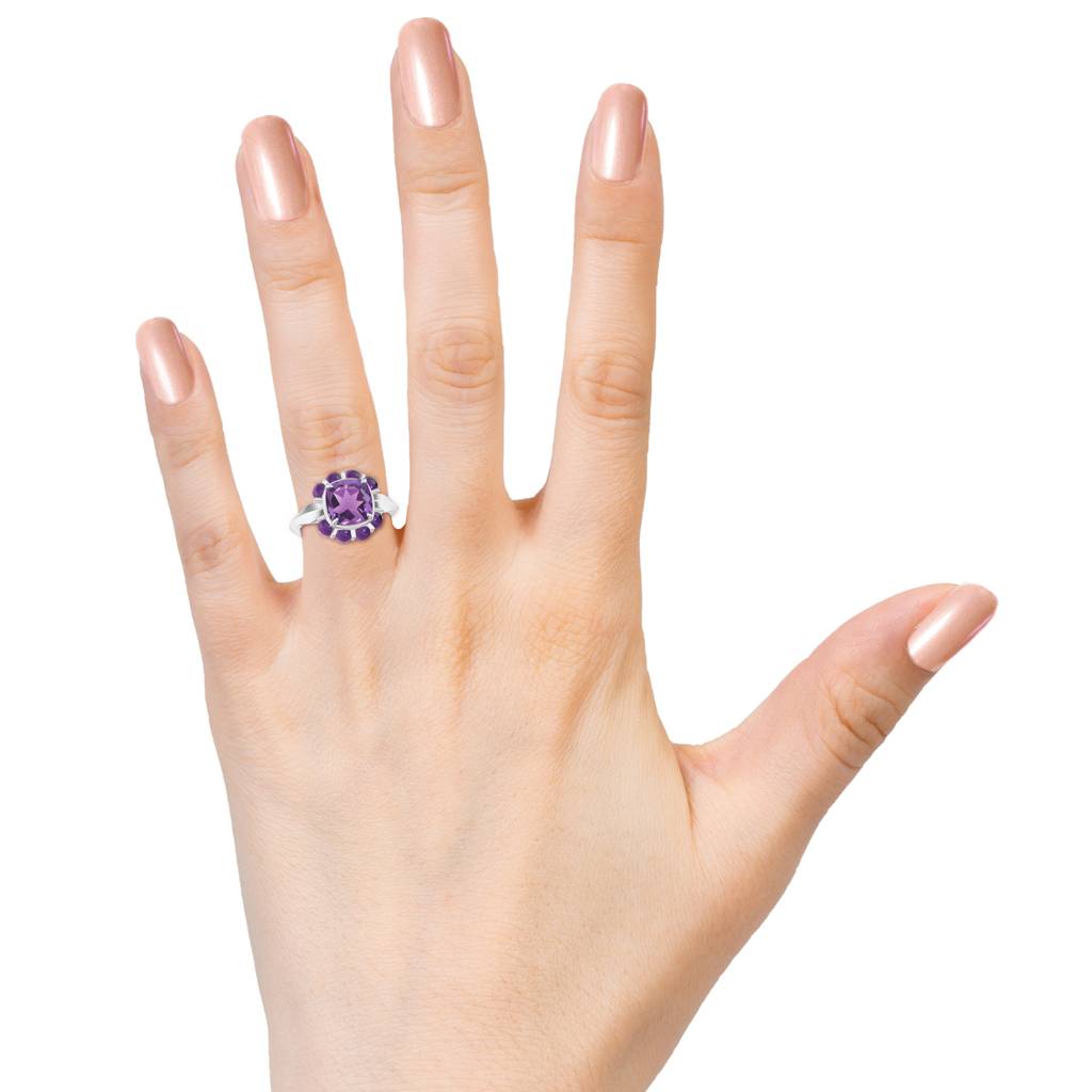 925 Sterling Silver Amethyst Stone Studded Ring Jewelry For Women : SILCOR020