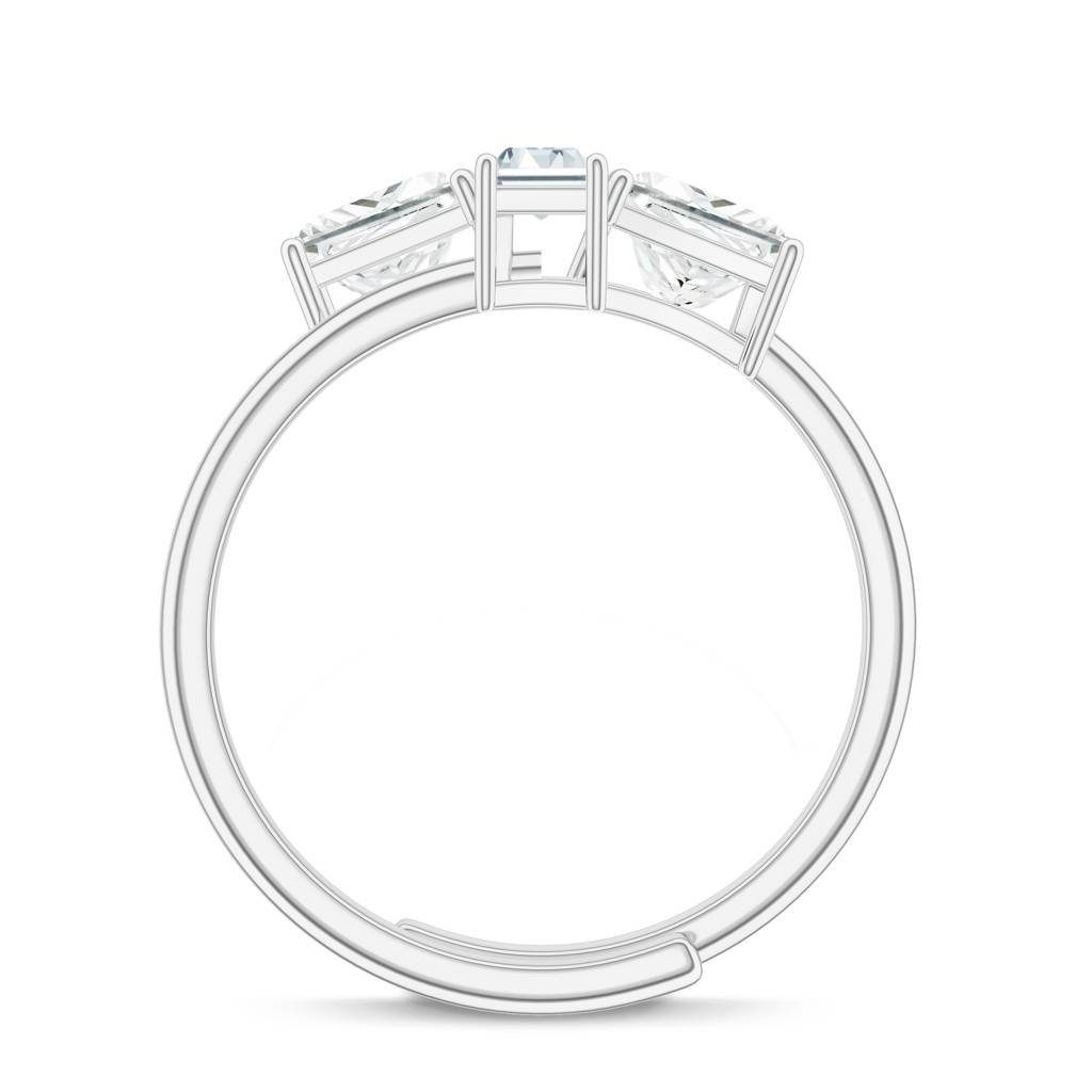 925 Sterling Silver Baguette, Princess Shape Moissanite Stone Studded Ring Jewelry For Womens : SILCOR025