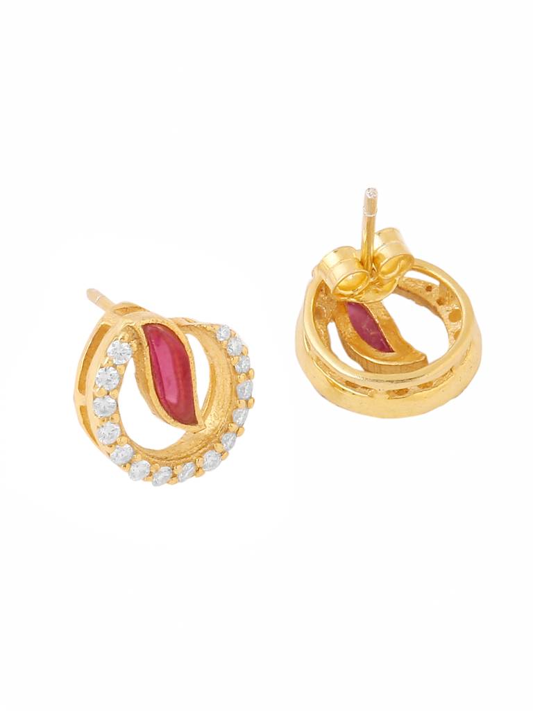 925 Sterling Silver Moissanite Pink Talphe Studded Stud Earrings : SILDWE009_P
