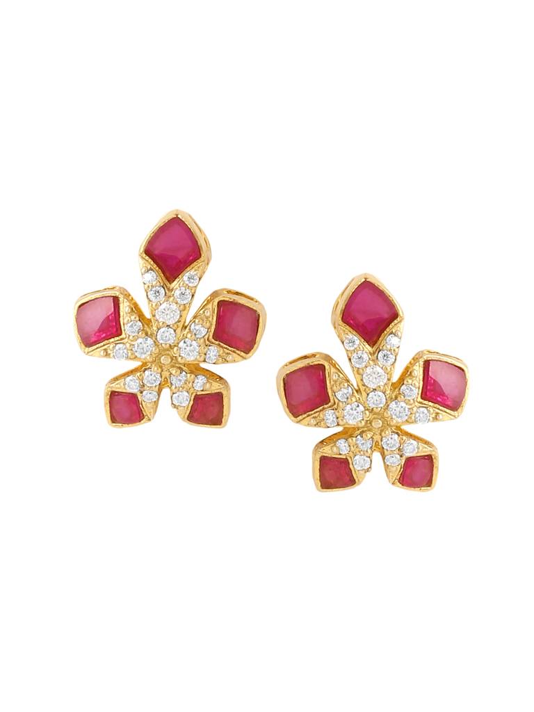 925 Sterling Silver Moissanite Pink Talphe Studded Stud Earrings : SILDWE010