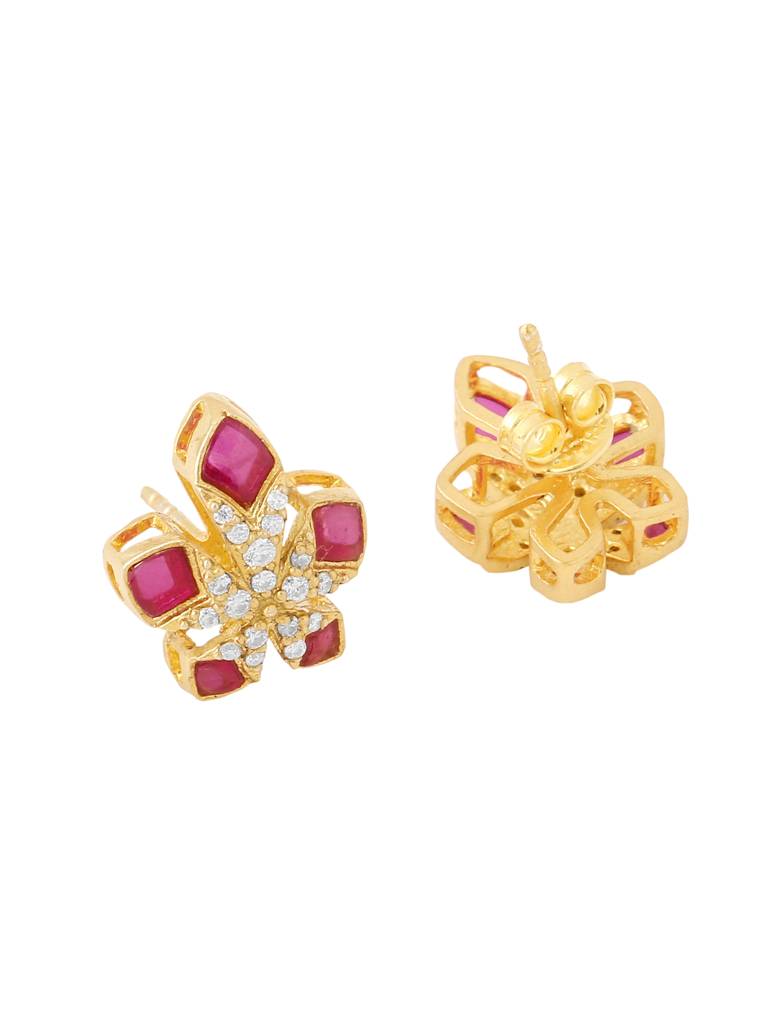 925 Sterling Silver Moissanite Pink Talphe Studded Stud Earrings : SILDWE010