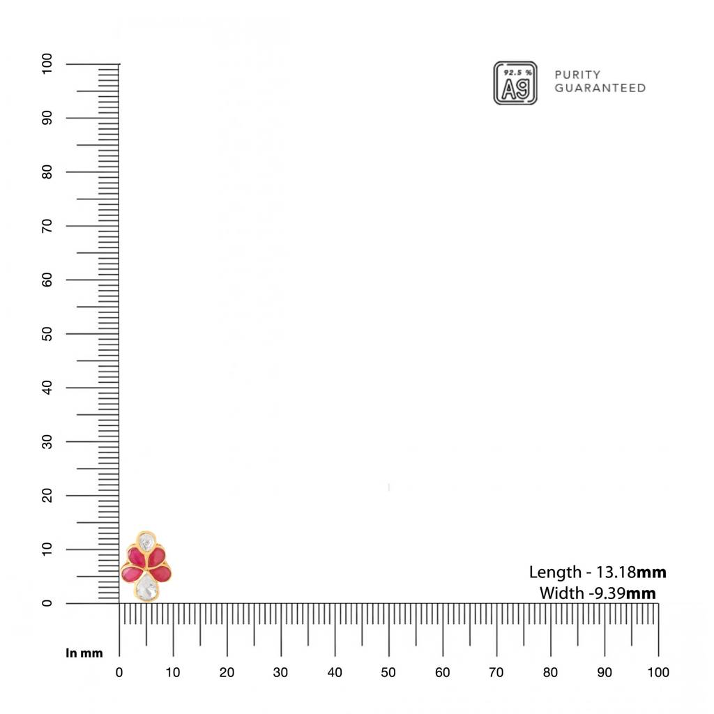 925 Sterling Silver Moissanite Pink Talphe Studded Floral Studs Earrings : SILDWE021