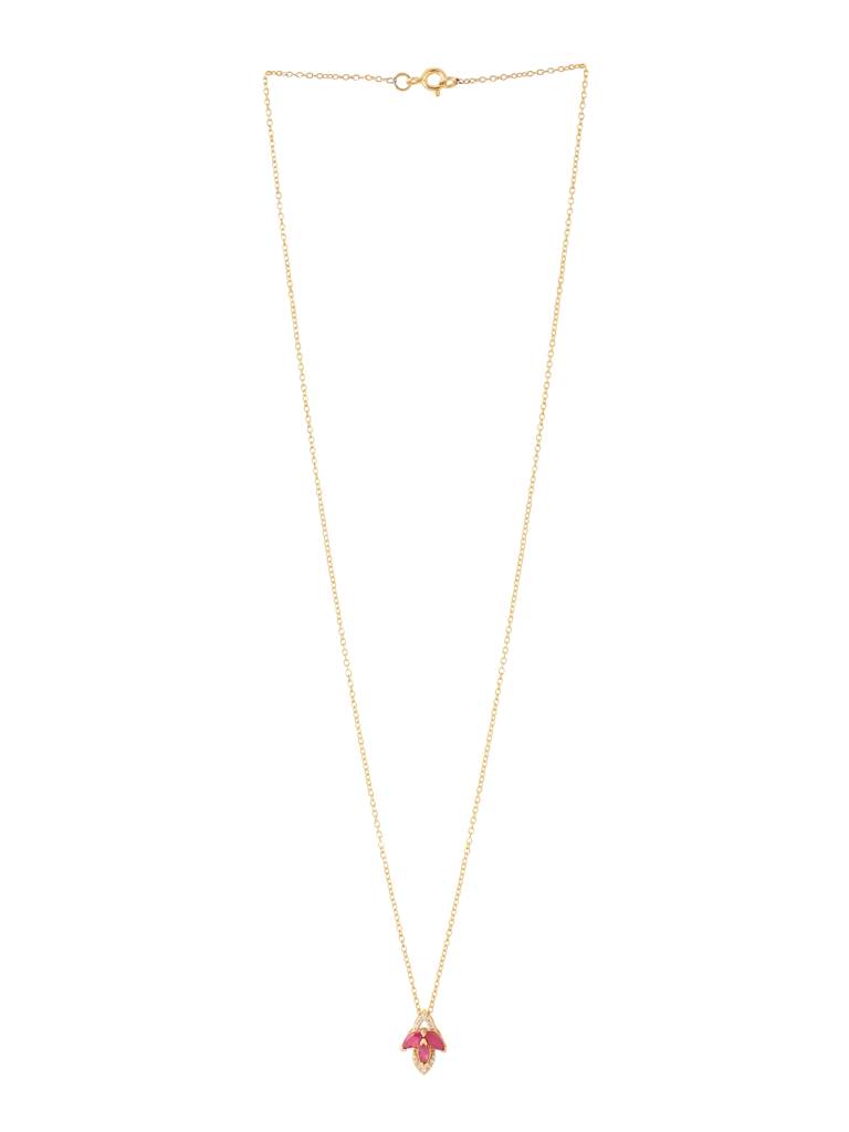 925 Sterling Silver Gold-Plated Stone-Studded Pendant With Chain : SILDWP002