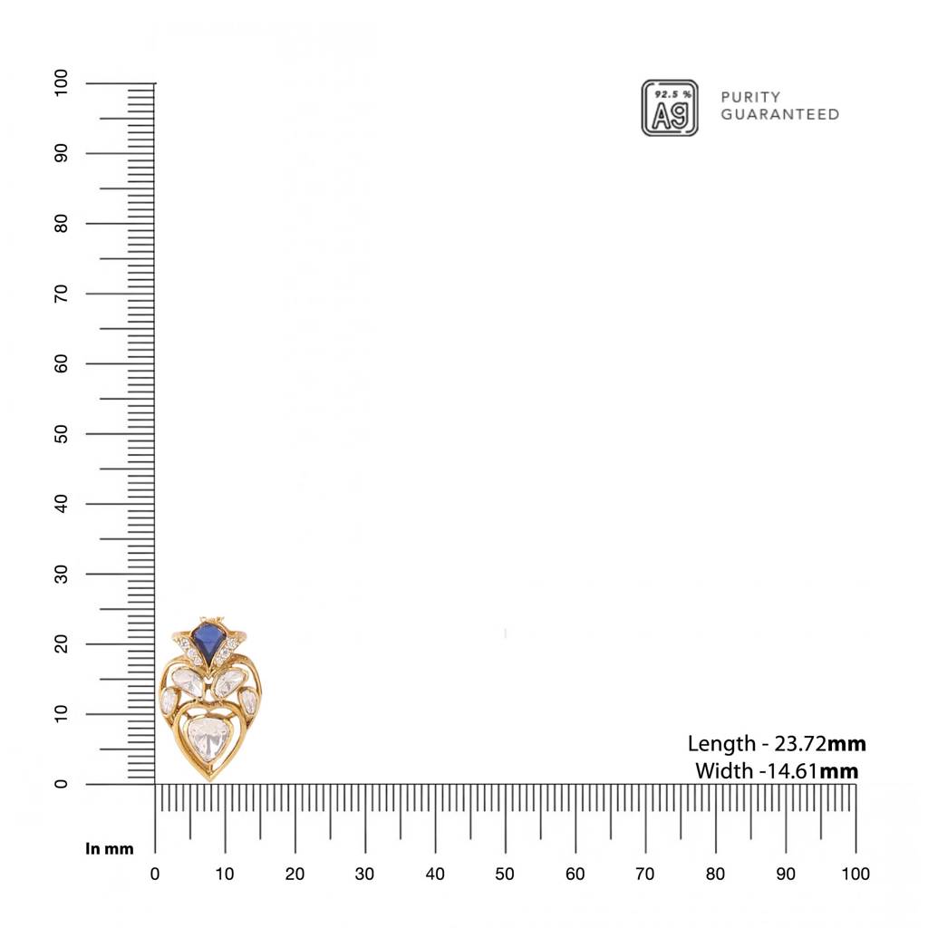 925 Sterling Silver Gold-Plated Stone-Studded Pendant With Chain : SILDWP003