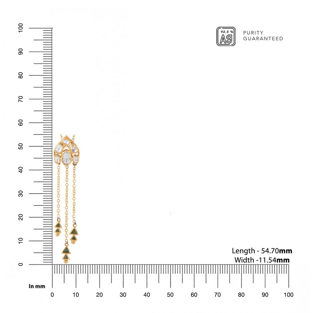 925 Sterling Silver Gold-Plated Stone-Studded Pendant With Chain : SILDWP007