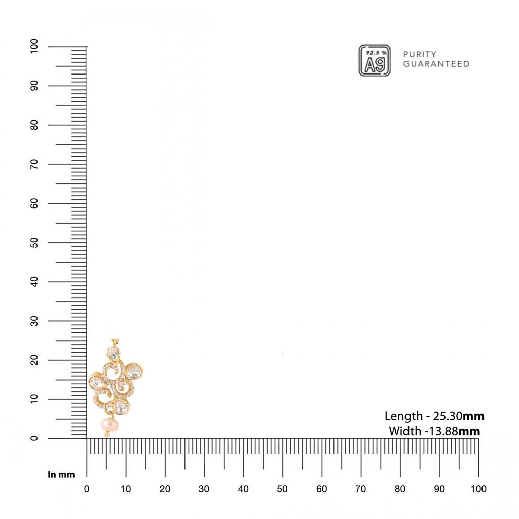 925 Sterling Silver Gold-Plated Stone-Studded Pendant With Chain : SILDWP011