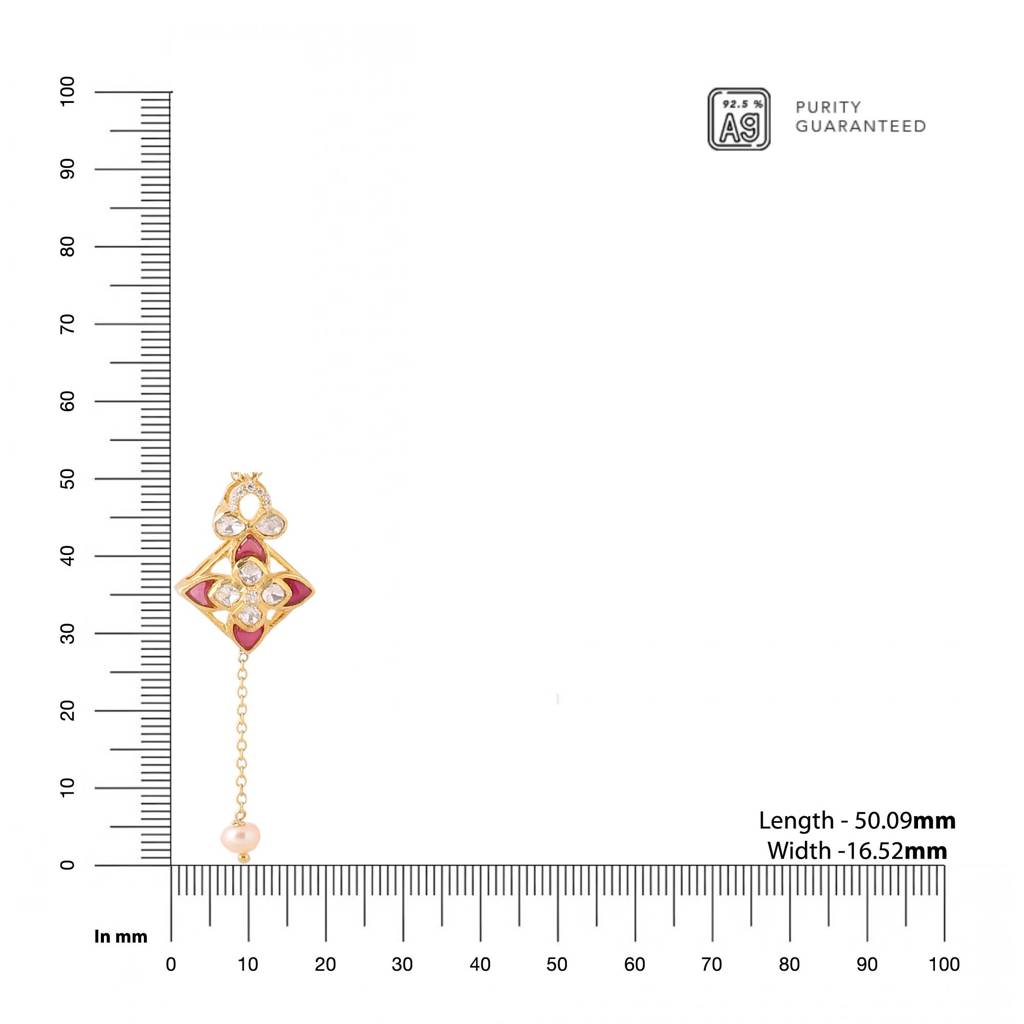 925 Sterling Silver Gold-Plated Stone-Studded Pendant With Chain : SILDWP012