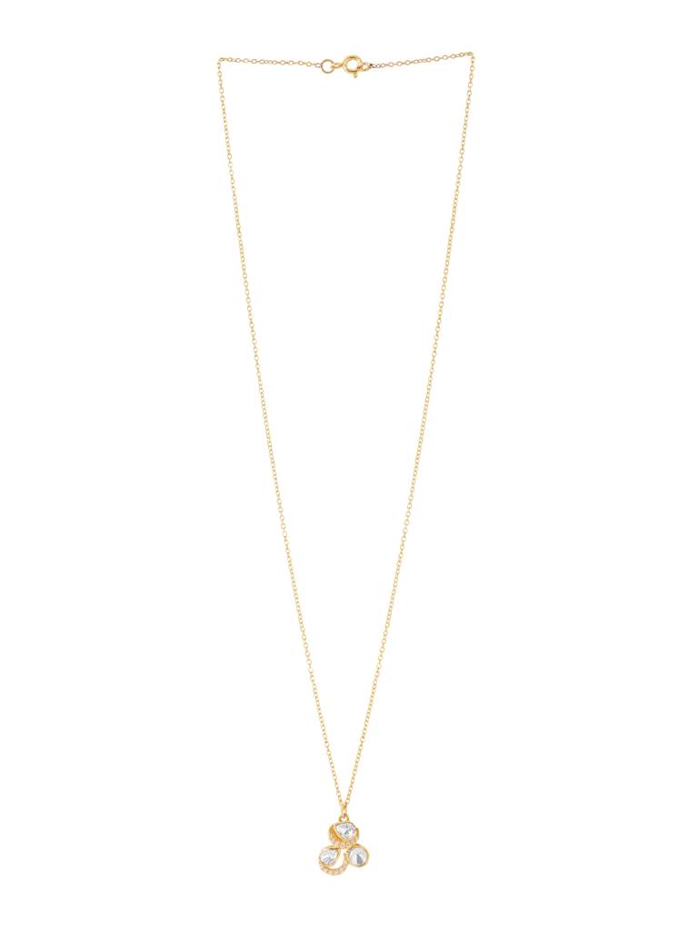 925 Sterling Silver Gold-Plated Moissanite Studded Pendant With Chain : SILDWP015