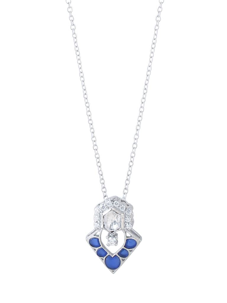 925 Sterling Silver Moissanite Studded Pendant With Chain : SILDWP016