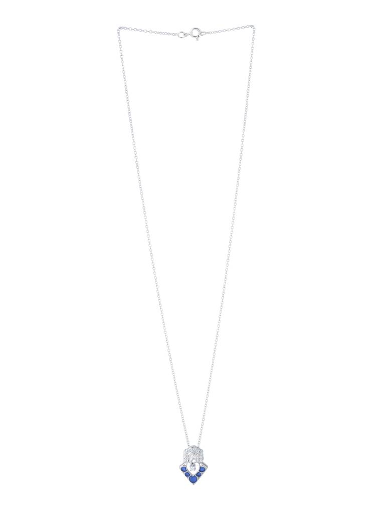 925 Sterling Silver Moissanite Studded Pendant With Chain : SILDWP016