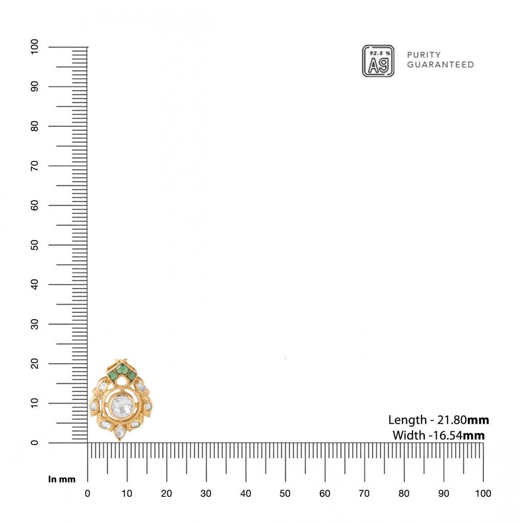 925 Sterling Silver Gold-Plated Stone-Studded Pendant With Chain : SILDWP017