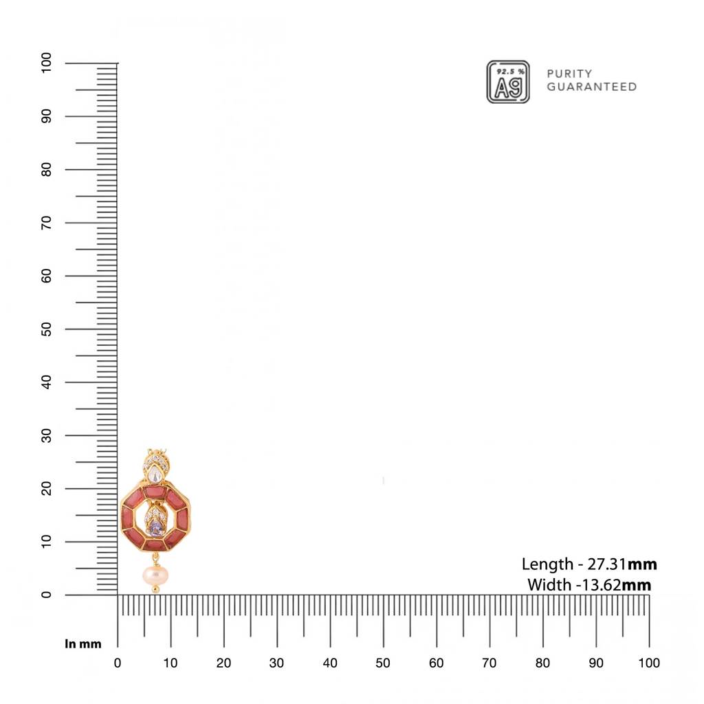 925 Sterling Silver Gold-Plated Stone-Studded Pendant With Chain : SILDWP018