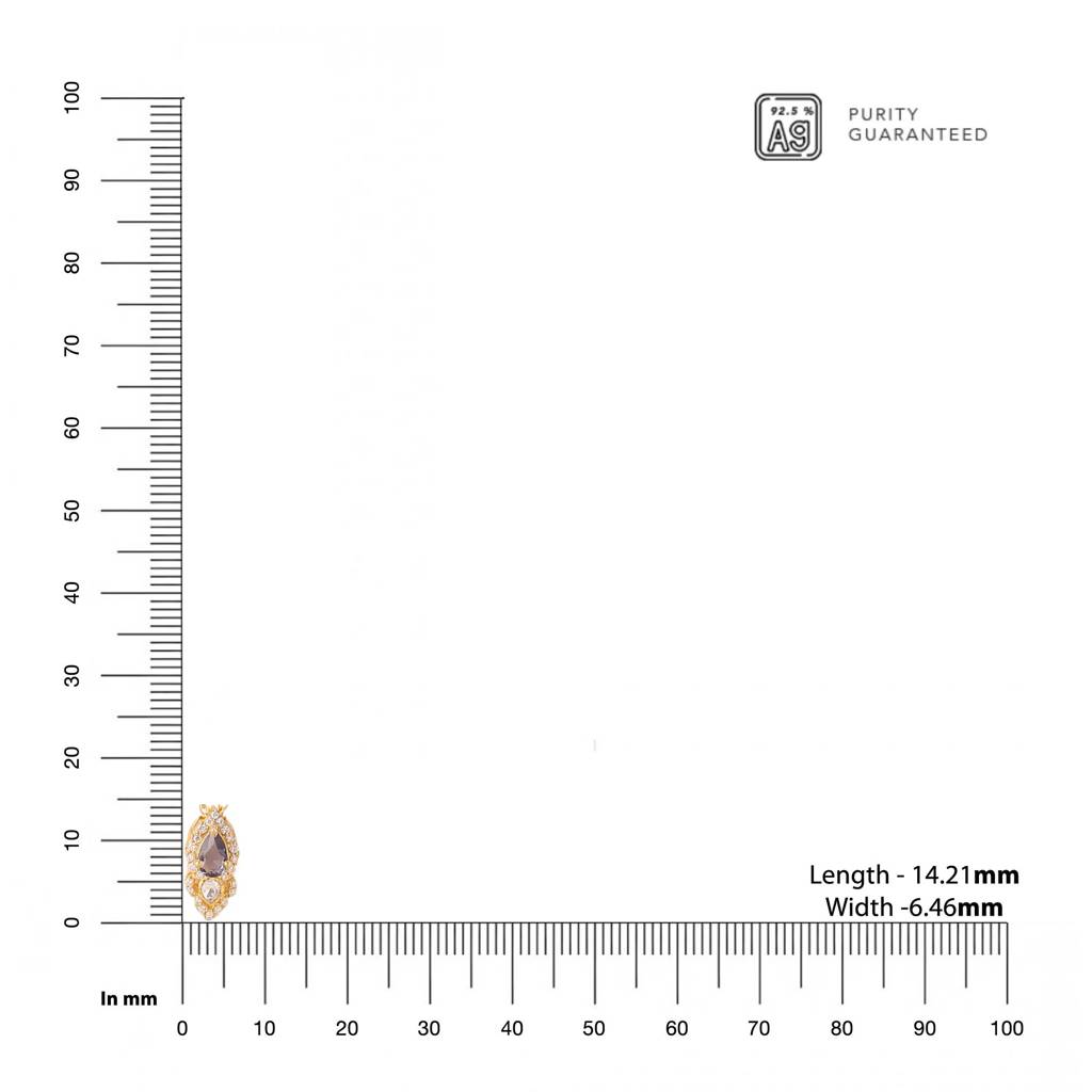 925 Sterling Silver Gold-Plated Stone-Studded Pendant With Chain : SILDWP019