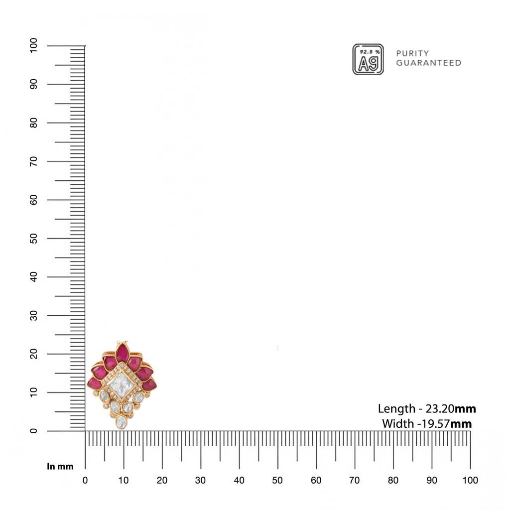 925 Sterling Silver Gold-Plated Stone-Studded Pendant With Chain : SILDWP020