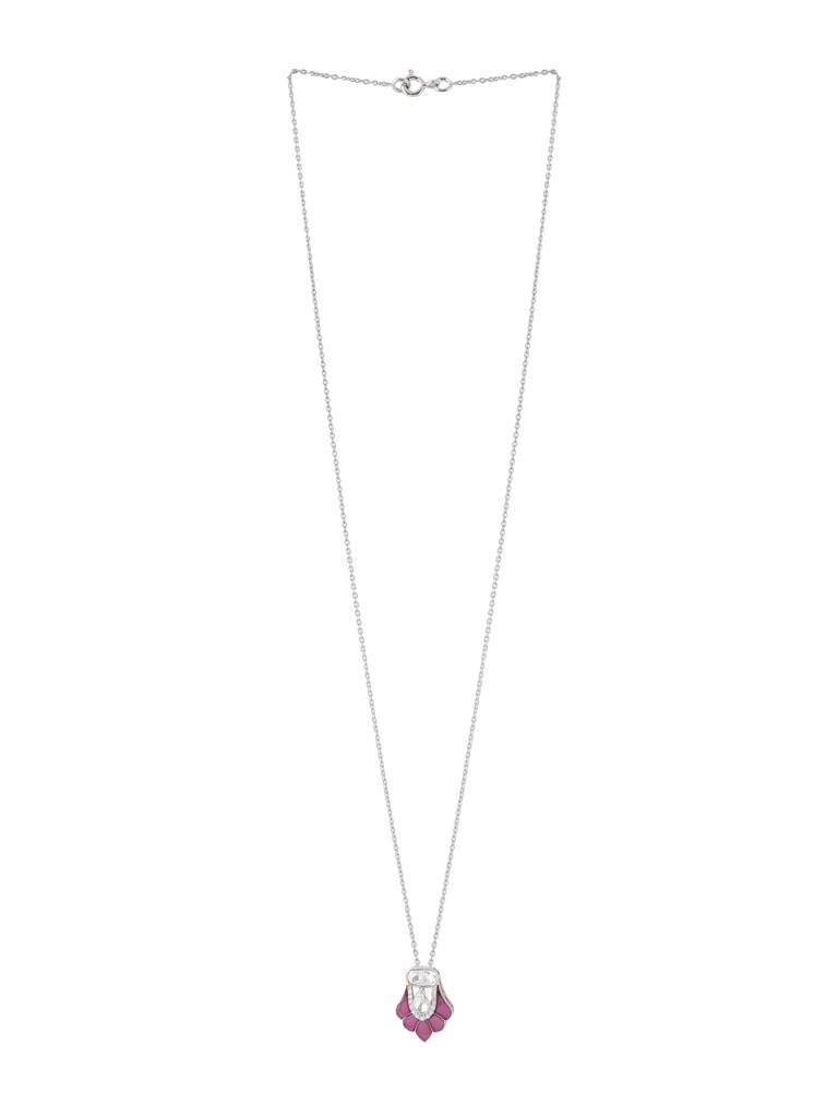 925 Sterling Silver Moissanite Studded Pendant With Chain : SILDWP023