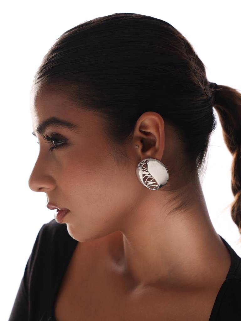 Kicky And Perky 925 Sterling Silver Jaali Stud Earring For Women : SILGENE020_S