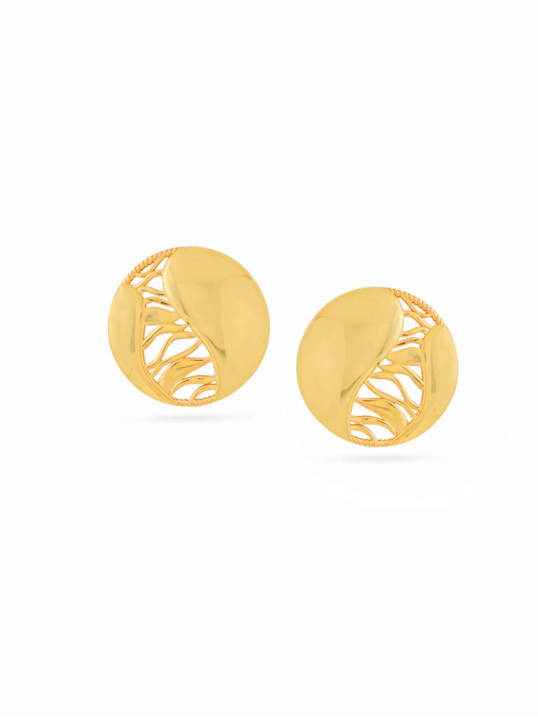 Kicky And Perky 925 Sterling Silver Gold Plated Jaali Stud Earring For Women : SILGENE020_G