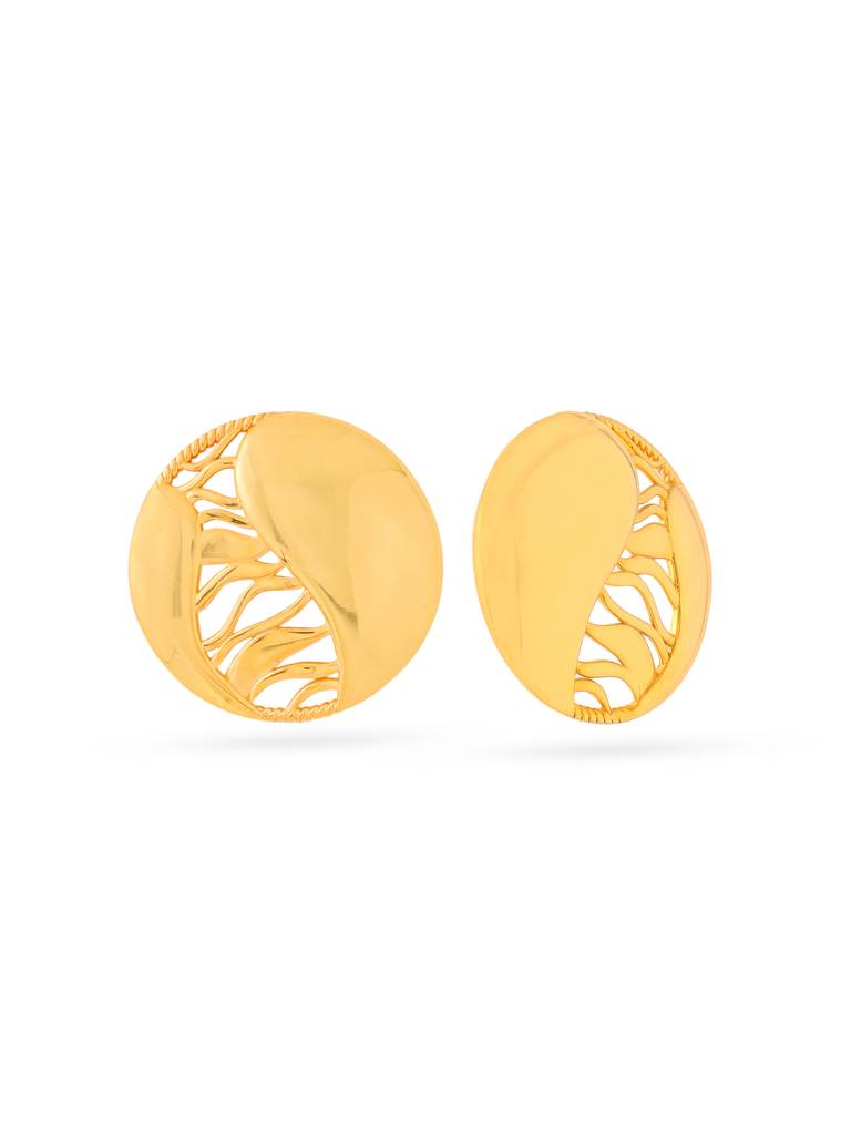 Kicky And Perky 925 Sterling Silver Gold Plated Jaali Stud Earring For Women : SILGENE020_G